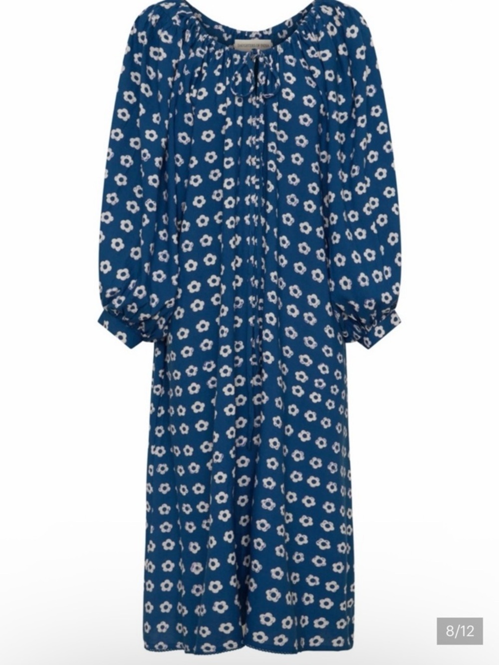 NWT Daughters of India Blue Floral Zahra Midi Dress size small - Picture 6 of 10